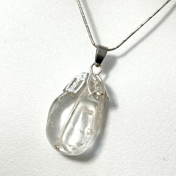 2/$20, Natural Clear Quartz Pendant, Large Tumbled Genuine Gemstone Pendant - Picture 6 of 11